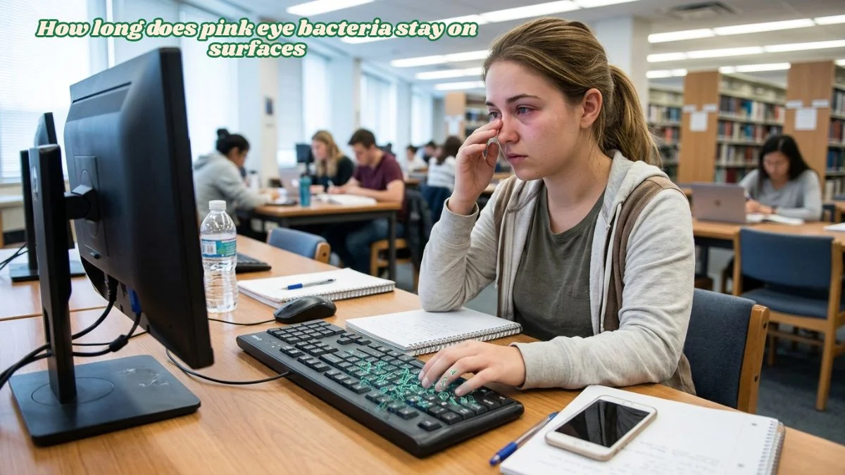 how long does pink eye bacteria stay on surfaces